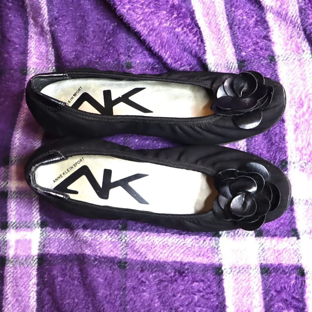 ROSE LOW WEDGES 7.5 Anne Klein Sport Office Work Black Dressy Party Bridesmaid